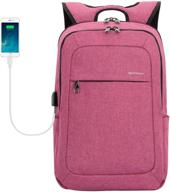 🎒 kopack women's laptop backpack with usb charging port, anti-theft compartment for 15.6 inch laptop, magenta-colored logo