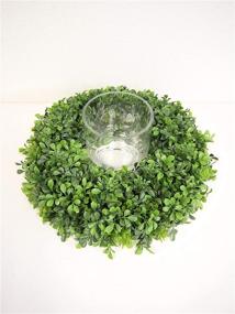 img 1 attached to 18-Inch Boxwood Wreath for Front Door or Wall - Realistic Artificial Indoor-Outdoor Greenery - Hanging Farmhouse Decor by Naturally Home Accents