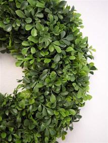 img 3 attached to 18-Inch Boxwood Wreath for Front Door or Wall - Realistic Artificial Indoor-Outdoor Greenery - Hanging Farmhouse Decor by Naturally Home Accents