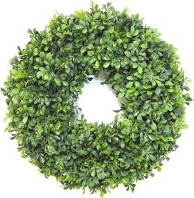 img 4 attached to 18-Inch Boxwood Wreath for Front Door or Wall - Realistic Artificial Indoor-Outdoor Greenery - Hanging Farmhouse Decor by Naturally Home Accents