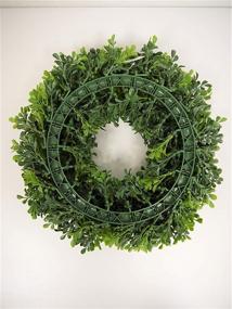 img 2 attached to 18-Inch Boxwood Wreath for Front Door or Wall - Realistic Artificial Indoor-Outdoor Greenery - Hanging Farmhouse Decor by Naturally Home Accents