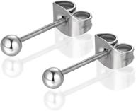 anti-allergic titanium earrings: tiny ball studs for tragus, helix, cartilage - silver, 2mm/3mm - men, women, girls - includes pure titanium earring backs logo