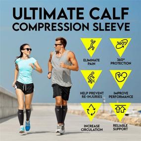 img 2 attached to 🏃 Langov Calf Compression Sleeves (Pair) for Men & Women– Leg & Calf Support Brace for Shin Splints, Varicose Veins, Pain Relief - Ideal for Running, Nurses, Travel (20-30 Mmhg) with Laundry Bag Included