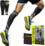 🏃 langov calf compression sleeves (pair) for men & women– leg & calf support brace for shin splints, varicose veins, pain relief - ideal for running, nurses, travel (20-30 mmhg) with laundry bag included логотип