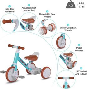 img 2 attached to 🚴 cycmoto 2 in 1 Balance Tricycle: Perfect Trike for Kids aged 1-4 with 3 EVA Wheels - Available in Pink, Blue, and Purple!