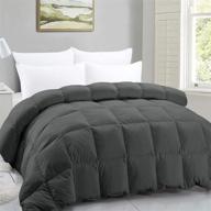 california king gray quilted feather comforter by faso - feather & down filled, all season duvet insert or stand-alone – 96×104 inch logo