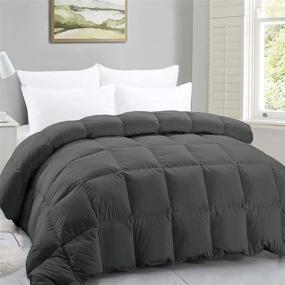 img 4 attached to California King Gray Quilted Feather Comforter by FASO - Feather & Down Filled, All Season Duvet Insert or Stand-Alone – 96×104 Inch