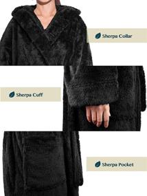 img 1 attached to PAVILIA Hooded Fluffy Fleece Bathrobe