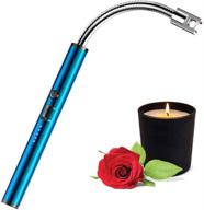 🕯️ convenient usb rechargeable candle lighter: long flexible flameless electric arc lighter for candles, camping, grill, stove, bbq - blue logo