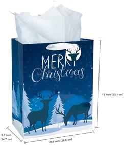 img 3 attached to 🎁 Premium WRAPAHOLIC 13" Large Christmas Gift Bag Assortment with Mix-n-Match Gift Tags and Tissue Paper, Reindeer and Stripes Design (Pack of 3)