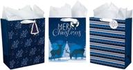 🎁 premium wrapaholic 13" large christmas gift bag assortment with mix-n-match gift tags and tissue paper, reindeer and stripes design (pack of 3) logo