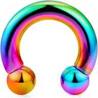 bodytrend surgical steel 316l circular barbell horseshoe pa ring in rainbow - 00g to 18g - popular sizes 6mm to 19mm - certified by sheffield assay office as per british standard logo