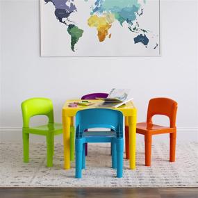 img 3 attached to 🟡 Humble Crew Kids Plastic 4 Set: Vibrant Yellow Table with Matching Chairs for Playful Spaces