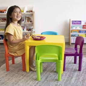 img 2 attached to 🟡 Humble Crew Kids Plastic 4 Set: Vibrant Yellow Table with Matching Chairs for Playful Spaces