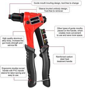 img 3 attached to Набор пневматического установщика заклепок WETOLS – 120 шт. заклепок, 4 сменные насадки для заклепок, 4 сверла-шуруповерта, прочный кейс WE-888