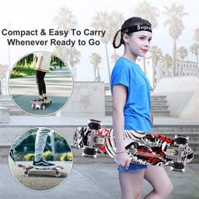 img 3 attached to Caroma 22 Inch Complete Mini Cruiser Skateboard for Teens, Beginners, Girls, Boys - Ideal Skateboard for Kids