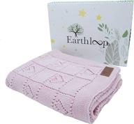 👶 100% organic cotton large knit baby blanket - pink, blue and white, gots certified - boy, girl for newborn, infant and toddler (pink) logo