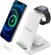 intoval 3-в-1 зарядное устройство: fitbit sense, fitbit versa 3, iphones, samsung galaxy note и s phones, airpods pro, galaxy buds +/live и многие другие беспроводные зарядные телефоны или наушники. (v3, белый) логотип