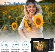 📷 2.7k digital camera with retractable flash light - 30 mp vlogging camera recorder for youtube - flip screen, 32gb sd card & two batteries included - ideal for vlogging (no wifi & fixed focus) logo