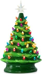 img 4 attached to 🎄 Приукрасьте свою рождественскую декорацию с праздничной керамической настольной елкой размером 15 дюймов - многоцветные огни и звезда в комплекте!