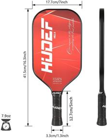 img 3 attached to HUDEF Pickleball Single Paddle: Lightweight Graphite Carbon Fiber Face, Elongated Shape, Honeycomb Core, Cushion Comfort Grip - USAPA Approved