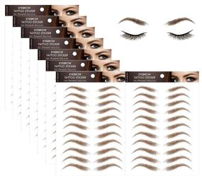 img 4 attached to 8 Sheets 4D Hair-like Authentic Eyebrow Tattoo Stickers, Brown Lazy Natural Waterproof Eyebrows for Women - Imitation Ecological Makeup Tool with Classic Pattern (88 Pairs)