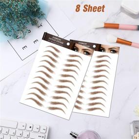 img 3 attached to 8 Sheets 4D Hair-like Authentic Eyebrow Tattoo Stickers, Brown Lazy Natural Waterproof Eyebrows for Women - Imitation Ecological Makeup Tool with Classic Pattern (88 Pairs)