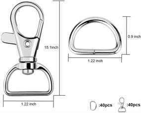 img 3 attached to 40Pcs Teenitor Swivel Snap Hooks and D Rings Set - Large Size Keychain Hooks (25mm ID, 38.5mm Length) for Lanyard and Sewing Projects (25mm Inside, 3mm Thickness)