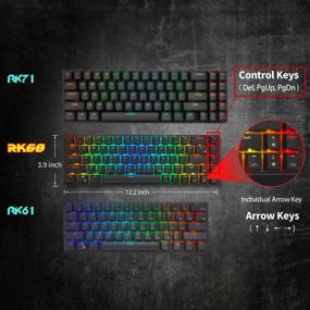 img 1 attached to 🔑 RK ROYAL KLUDGE RK68 (RK855) Wired 65% Mechanical Keyboard, RGB Backlit Ultra-Compact 60% Layout 68 Keys Gaming Keyboard, Hot Swappable Keyboard with Stand-Alone Arrow/Control Keys, Blue Switch, Black - Enhanced SEO-friendly Product Name
