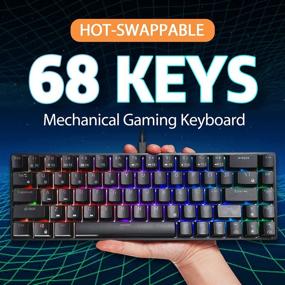 img 2 attached to 🔑 RK ROYAL KLUDGE RK68 (RK855) Wired 65% Mechanical Keyboard, RGB Backlit Ultra-Compact 60% Layout 68 Keys Gaming Keyboard, Hot Swappable Keyboard with Stand-Alone Arrow/Control Keys, Blue Switch, Black - Enhanced SEO-friendly Product Name