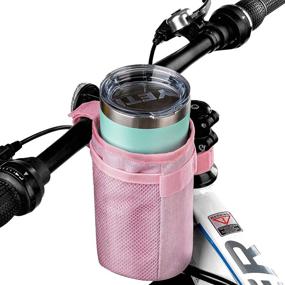 img 3 attached to 🥤 VLTAWA Bike Cup Holder 2 Pack - Insulated Water Bottle Holder for Bike (No Screws, Handlebar Mount, 32oz/1L) - Pink (2 Pack)