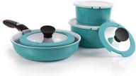 🍳 emerald green midas plus neoflam 9pc nonstick ceramic cookware set with space-saving handle, oven safe design logo
