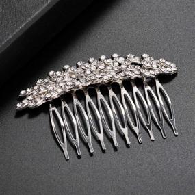 img 3 attached to Lux Accessories Pave Crystal Leaf Branch Wedding Bridal Bride Bridesmaid Hair Comb