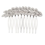 lux accessories pave crystal leaf branch wedding bridal bride bridesmaid hair comb logo