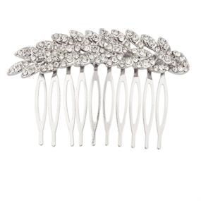 img 4 attached to Lux Accessories Pave Crystal Leaf Branch Wedding Bridal Bride Bridesmaid Hair Comb