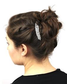 img 2 attached to Lux Accessories Pave Crystal Leaf Branch Wedding Bridal Bride Bridesmaid Hair Comb