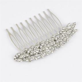 img 1 attached to Lux Accessories Pave Crystal Leaf Branch Wedding Bridal Bride Bridesmaid Hair Comb