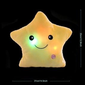 img 3 attached to 🌟 Yellow Creative Twinkle Glow Stars Plush Throw Pillow with LED Night Light - Kid's Toy Gift for Christmas