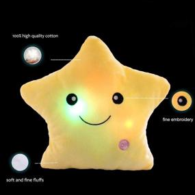 img 4 attached to 🌟 Yellow Creative Twinkle Glow Stars Plush Throw Pillow with LED Night Light - Kid's Toy Gift for Christmas