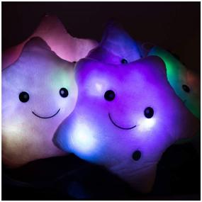img 2 attached to 🌟 Yellow Creative Twinkle Glow Stars Plush Throw Pillow with LED Night Light - Kid's Toy Gift for Christmas