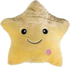 img 1 attached to 🌟 Yellow Creative Twinkle Glow Stars Plush Throw Pillow with LED Night Light - Kid's Toy Gift for Christmas