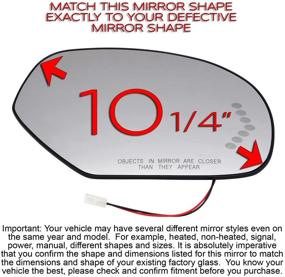 img 1 attached to Сборка стекла бокового зеркала пассажирской стороны с пластиковой задней пластиной, указателем стрелки поворота, обогревом - совместимая с Escalade, Avalanche, Silverado, Suburban, Tahoe, Sierra, Yukon XL - диагональ 10-1/4 дюйма