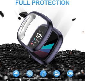 img 1 attached to 4-пакетный чехол с защитным экраном NANW совместим с Fitbit Sense/Versa 3