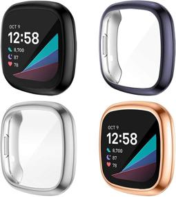 img 4 attached to 4-пакетный чехол с защитным экраном NANW совместим с Fitbit Sense/Versa 3