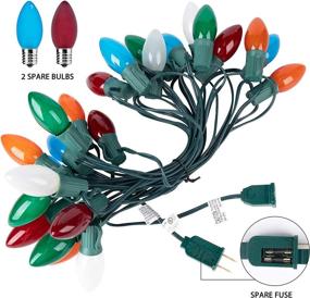 img 1 attached to 🎄 Vintage Incandescent Ceramic Christmas Lights, Multicolor C9 25 Feet, Outdoor Indoor Holiday Decorations for Patio, Fence, Roofline - Opaque Bulbs with 2 Spare, 25 Bulbs included