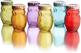 img 3 attached to 🦉 Style Setter 206242-6GB Owl Colors Glass Jar Set - Airtight Metal Lids - 6 Piece - Multi Colors - 2.5 x 2.5 x 5.25 Inches