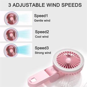 img 1 attached to 🌬️ Portable Mini Handheld Fan with LED light, Adjustable USB Rechargeable Foldable Table Fan for Kids, Girls, Women - Ideal for Home, Office, Outdoor Travel (Pink)