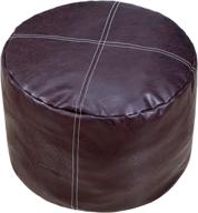 🛋️ thgonwid unstuffed faux leather pouf cover: handmade ottoman storage solution & footrest cushion in deep coffee - 14”x18” logo