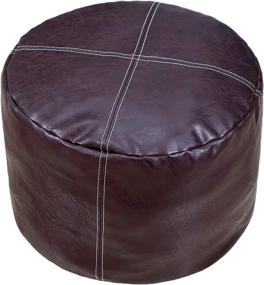 img 4 attached to 🛋️ Thgonwid Unstuffed Faux Leather Pouf Cover: Handmade Ottoman Storage Solution & Footrest Cushion in Deep Coffee - 14”x18”