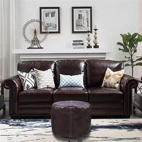 img 1 attached to 🛋️ Thgonwid Unstuffed Faux Leather Pouf Cover: Handmade Ottoman Storage Solution & Footrest Cushion in Deep Coffee - 14”x18”